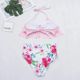 Sexy Fashion Multicolor Split Bikini Swimsuit-Pink-1