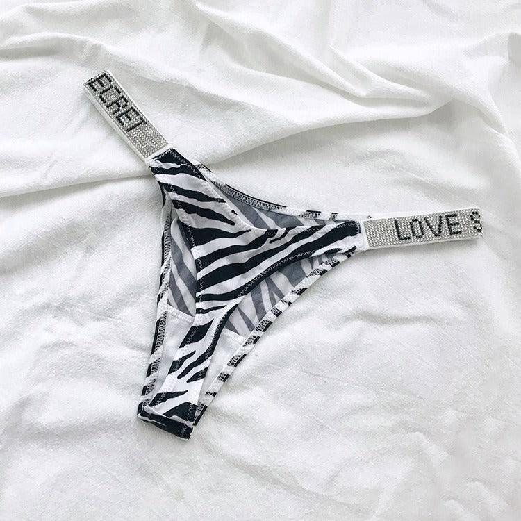 Low-rise T Pants Narrow Edge Water Diamond Underwear-zebra-5