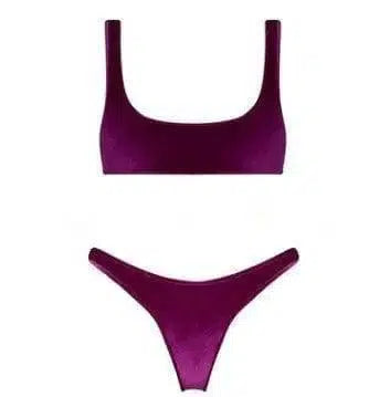 low waist Bikini Bathing Suit-Purplered-8