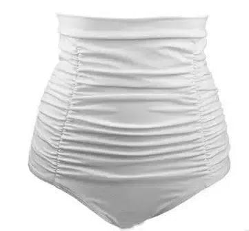 Sexy Solid High Waist Bikini Bottom Women Swimwear-White-4