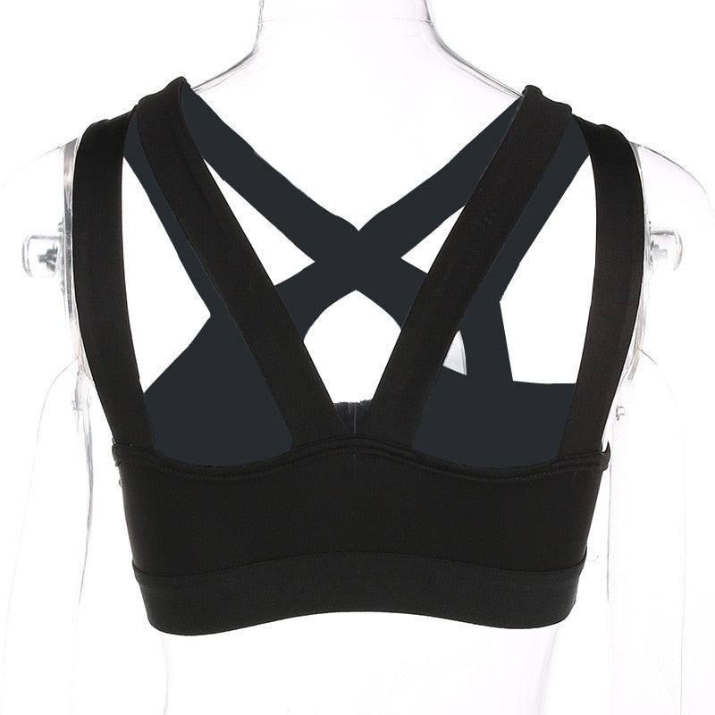 Women Halter Yoga Bra Strappy Sport Bras Push Up-4