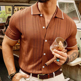 Short-sleeved Polo Shirt Summer Button Lapel Top Fashion-5