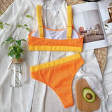 Solid color bikini-Orange-2