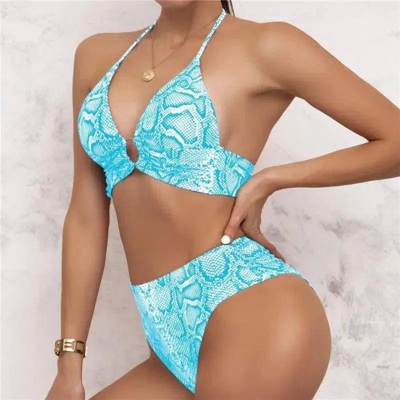 Split High Waist Snake Sexy Bikini Swimsuit-M-8