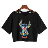 Stitch Manga Crop Top-black937-1