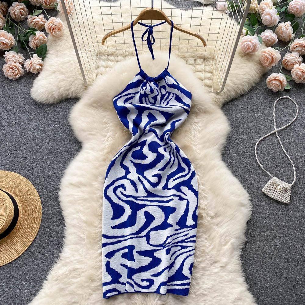 Sultry Backless Knitted Bodycon Dress for Vacation Season-2