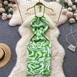 Sultry Backless Knitted Bodycon Dress for Vacation Season-green-6