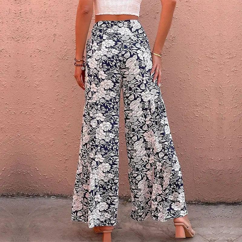 Summer Women's Printed High-waisted Bootcut Pants-1