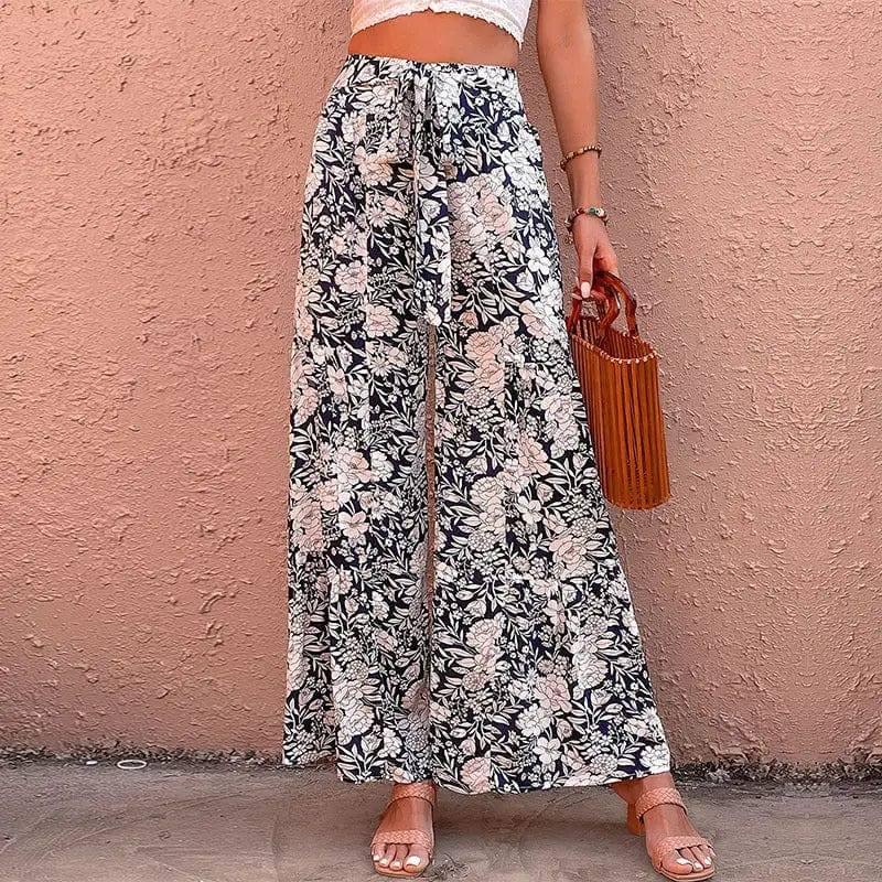 Summer Women's Printed High-waisted Bootcut Pants-9