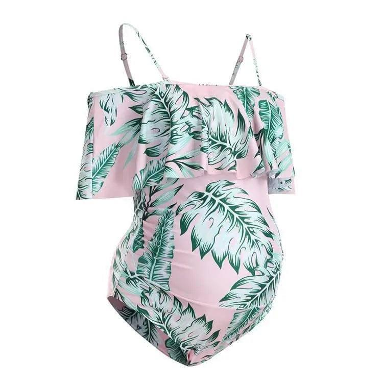 Flattering Bathing Suit for Big Belly - Ruffle One-Piece-Pink-1