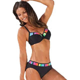 Swimsuit Women's Hot Style Color Matching Gradient Split-Black-4