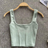 Tank Top Women Sexy Backless Y2k Top Slim Fit Bottoming-Light Green-16