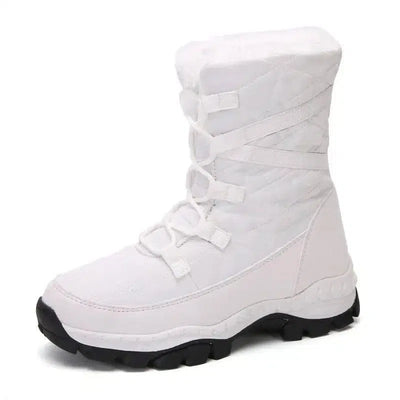 Thick Plush Plus Velvet Warm Women Snow Boots-White-4