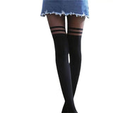 Transparent Suspenders Tights Cat Pantyhose Stockings-Black-3