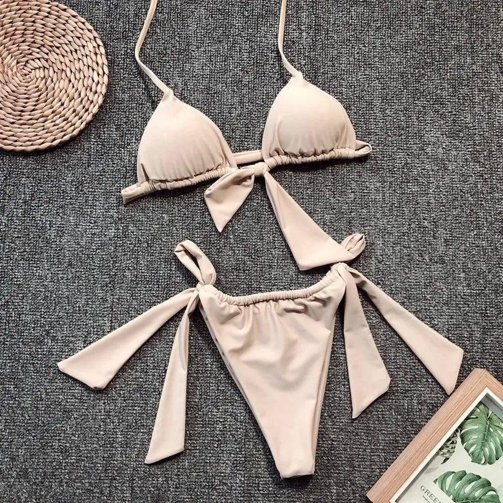 Triangle bikini-Beige-7