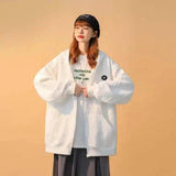 Oversized Casual Cotton Jacket for Women-White-1