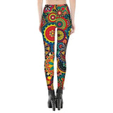 Vintage GeometricWomen Casual Yellow Leggings Plus Size 5-D-4