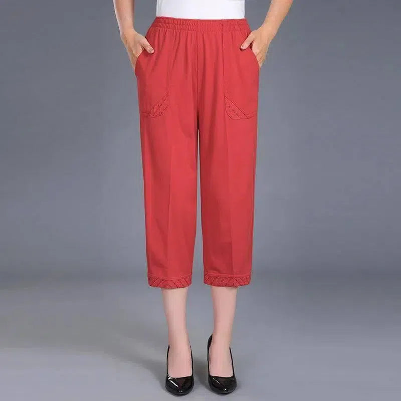 Women Capris Pants-red-3