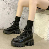 Women Fashion Short Tube Strap Elastic Ankle Boots-Black-2