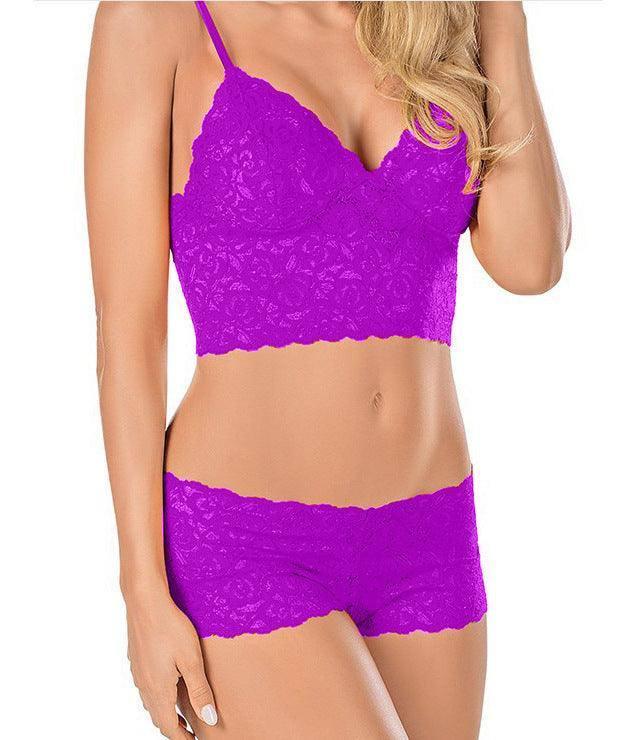 women lingerie suit lingerie slim wear lace-Purple-3