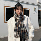 Women's Fashion Casual Cashmere Plaid Scarf-Colorful Plaid Navy Blue-21