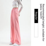 Women's Fashion Casual High Waist Drooping Loose Straight-Pink Conventional-7