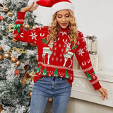 Women's Fashion Simple Deer Snowflake Christmas Sweater-1