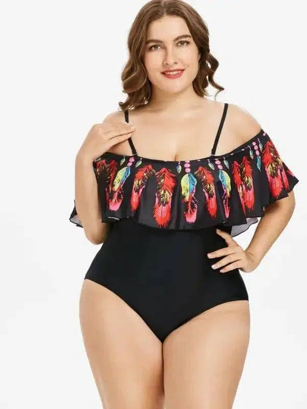 Women's feather shoulder sexy plus fat plus Dalian body-2