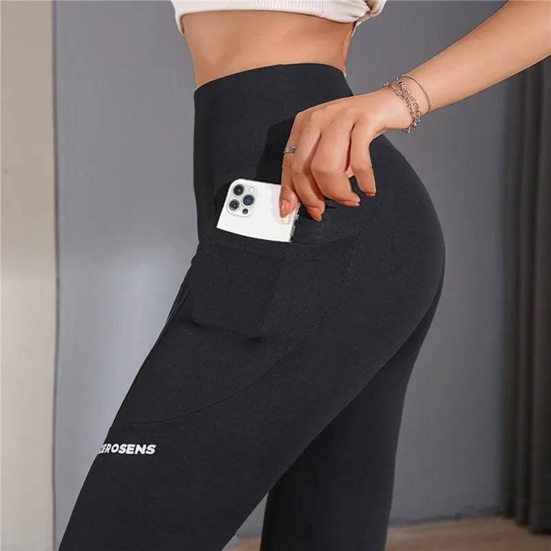 Women's High Waist Leggings-Black-Long-3