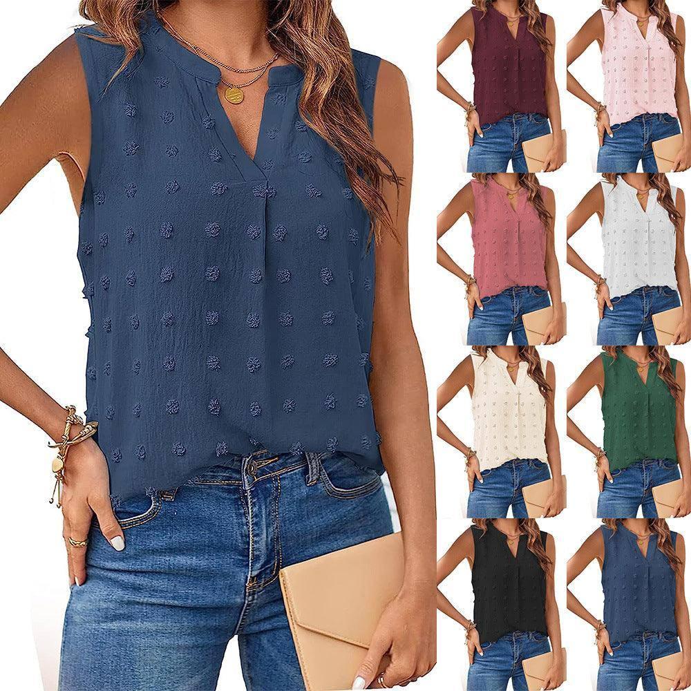 Women's Jacquard Sleeveless V-neck Vest-1