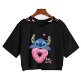 Women's Kawaii Stitch Tee-black936-1