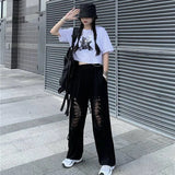 Women's Korean Style Black Casual Pants-5