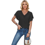 Women's Spring And Summer Lace Ruffle Sleeve Solid Color-5