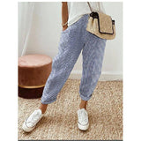 Women's Striped Print Trousers Summer Fashion Casual Loose Light Green / 3XL-Light Blue-7