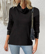 Women's Sweater Style Turtleneck Knitted Sweater-Black-2