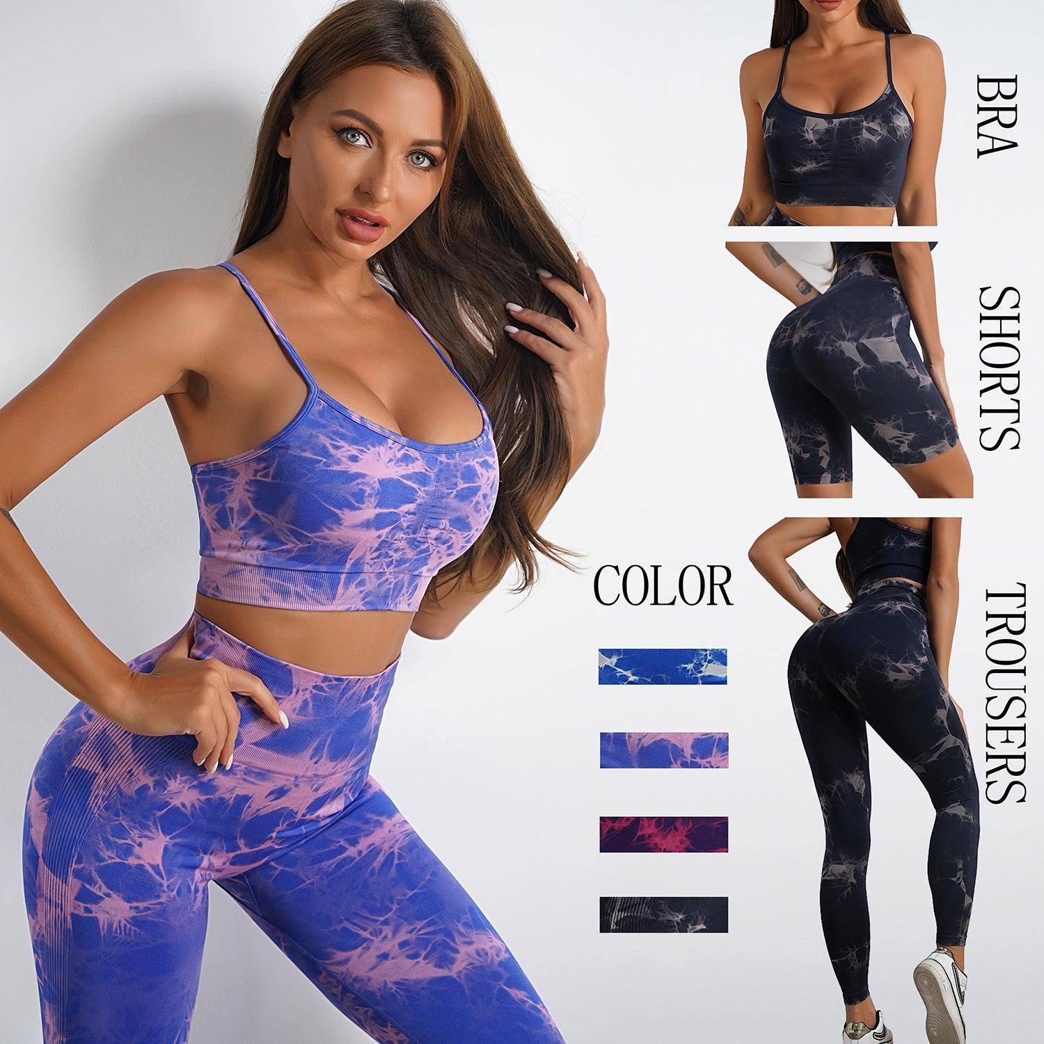 Women's Tie-dye Print Yoga Suit Women Fitness Sports High-1