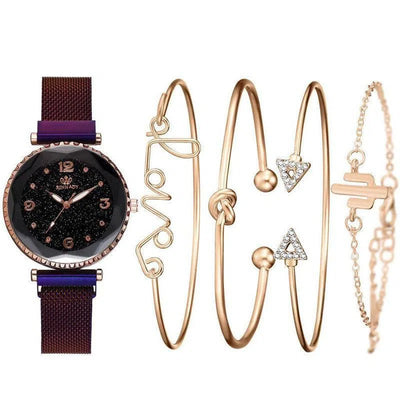 Women Watches Starry Sky Magnet Buckle Fashion Bracelet Wristwatch Roman Numeral Simple Clock Gift-6