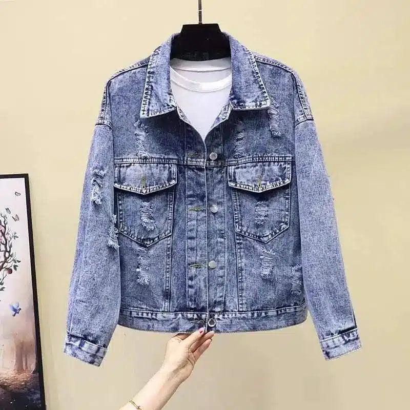 Women's Denim Jacket Short Loose And Versatile Personality-1