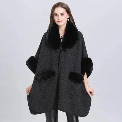 Woolen Cardigan Jacket-Black-6