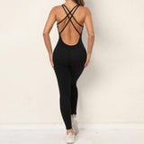 Yoga Jumpsuit With Cross-strap Back Design Quick-drying-Black-3