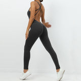 Yoga Jumpsuit With Cross-strap Back Design Quick-drying-Charcoal Grey-9