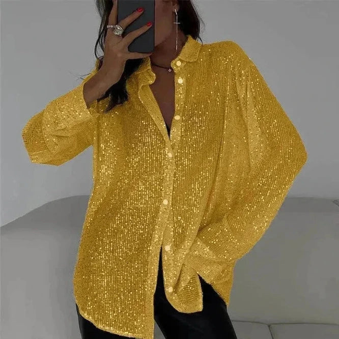Long-Sleeved Sequin Shirt