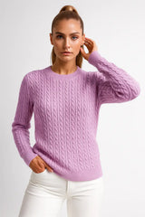 Women’s cable-knit sweater – soft crewneck pullover for everyday wear