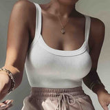 Women's Solid Color Ribbed Camisole Top | Knitted Tight-Fit Basic